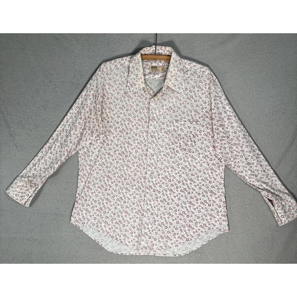 Vintage Montgomery Ward Disco Shirt Men's Sz 17-33 Floral Retro 60s 70s Dagger